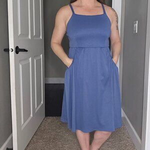Blue Spring Dress with Pockets
